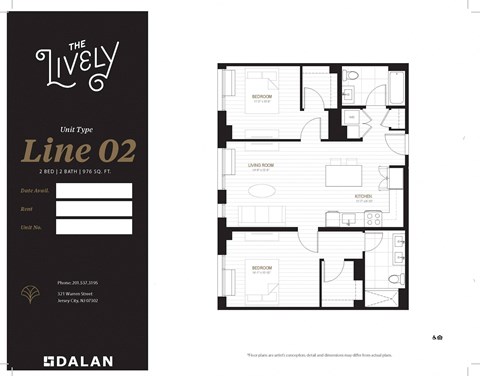 B1 Floor Plan at The Lively, New Jersey, 07302